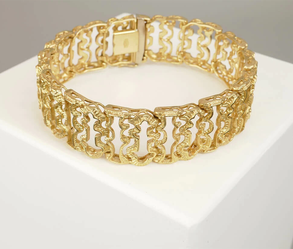 Geel gouden fantasie schakelarmband