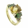 Gouden ring met citrien en smaragd