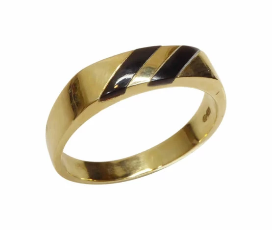 14 karaat geel gouden ring met onyx