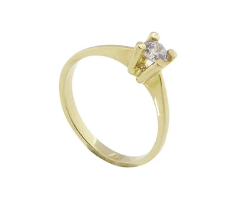 14 karaat gouden solitair zirkonia ring