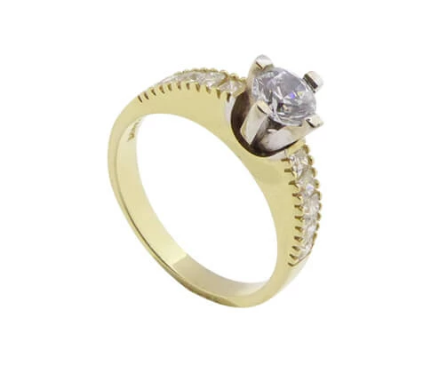 14 karaats bicolor gouden zirkonia ring