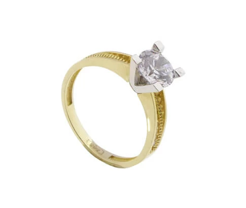 14 karaats gouden bicolor zirkonia ring