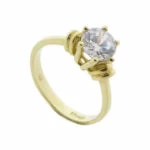 14 karaats gouden ring solitair met zirkonia