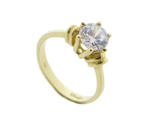 14 karaats gouden ring solitair met zirkonia