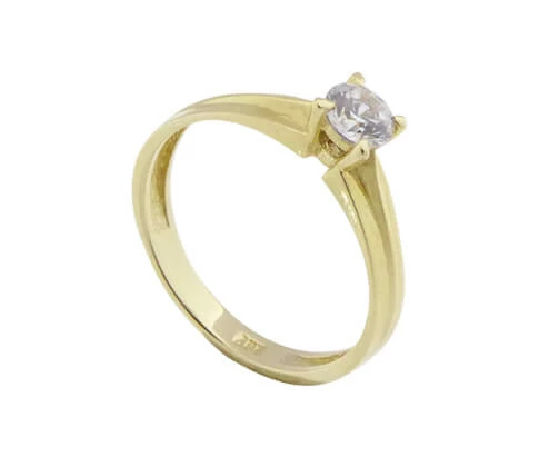 14 karaats solitair ring met zirkonia