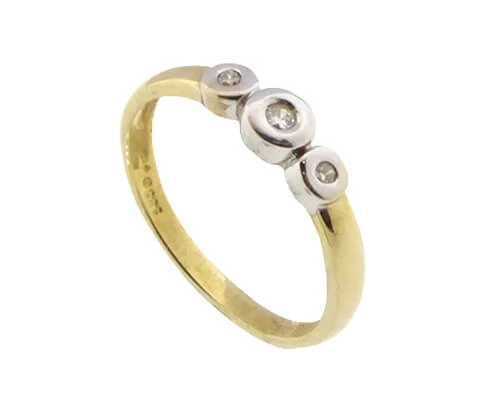 Bicolor ring met 3 briljanten