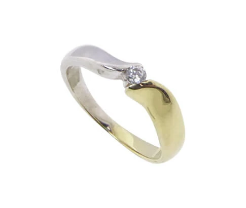 Bicolor slag ring met briljant