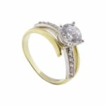 Christian bicolor gouden twist ring met zirkonia