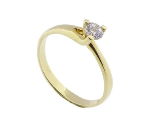 Christian geel gouden ring solitair met zirkonia