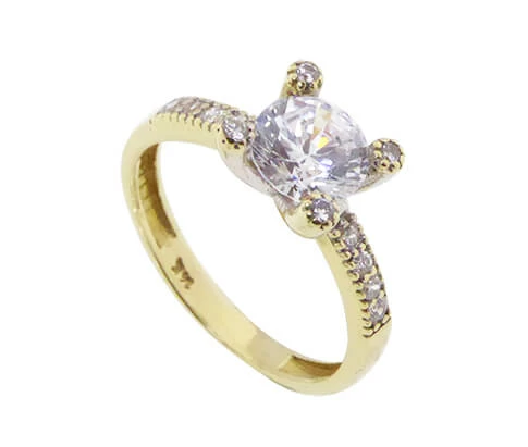 Christian geel gouden vierpoots zirkonia ring