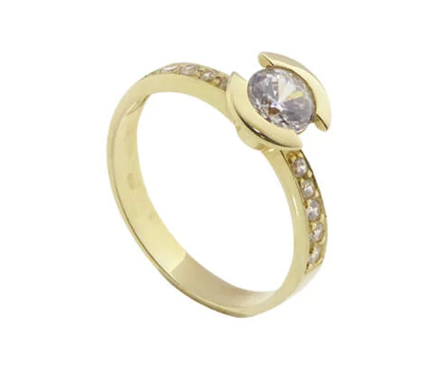 Christian ring geel goud met zirkonia