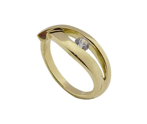 Geel gouden ring met wit diamant