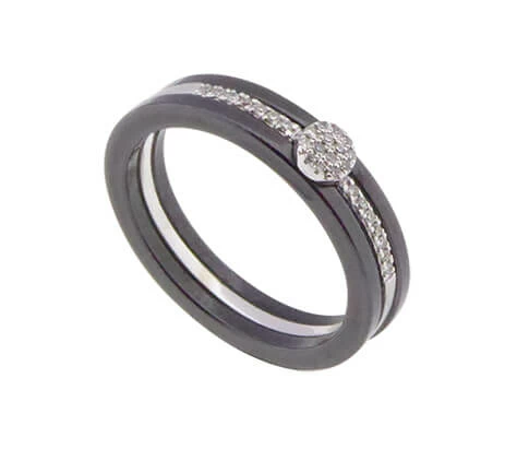 Gouden keramiek ring met diamant