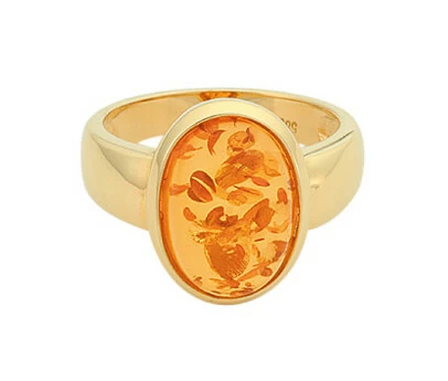 Christian Design gouden ring met barnsteen
