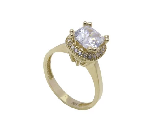 Geel gouden entourage ring met zirconia