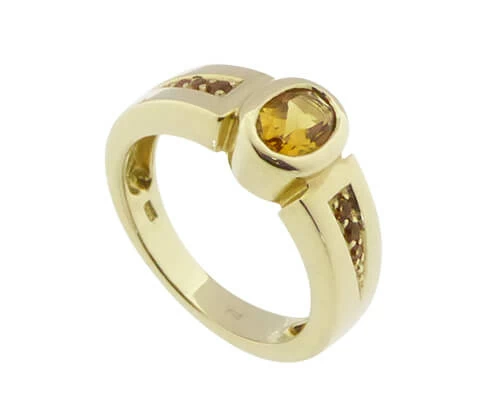 Geel gouden ring met citrien