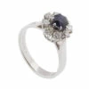 Wit gouden diamanten ring met saffier
