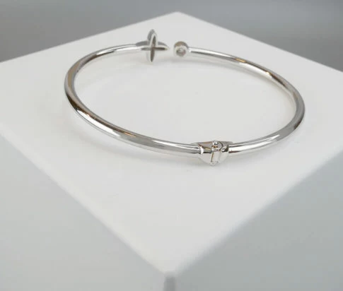 Wit gouden zirkonia slavenarmband