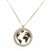 14 karaat wereldkaart hanger met ketting