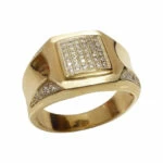Geel gouden zirkonia cachet ring