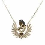 Gouden zirkonia baby en moeder hanger