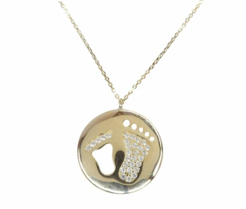 Gouden zirkonia baby hanger