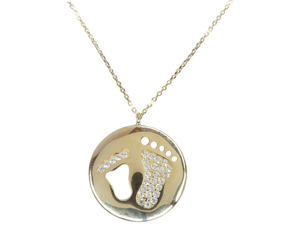 Gouden zirkonia baby hanger