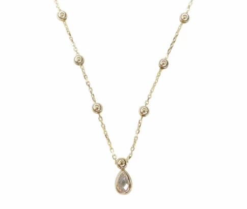 Gouden zirkonia peer hanger