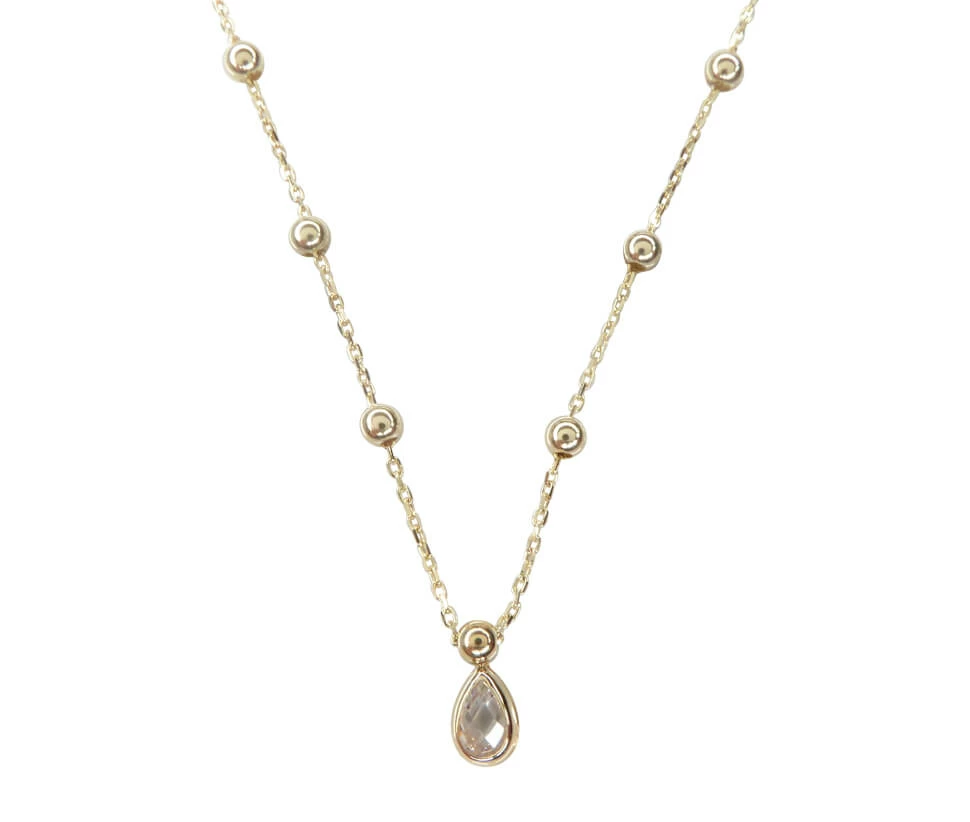 Gouden zirkonia peer hanger