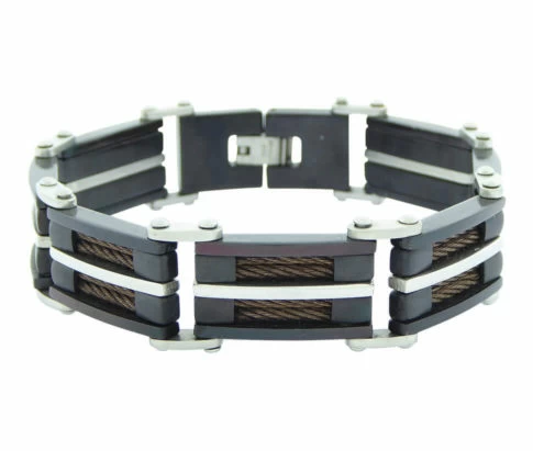 Leather and Steel Bracelet