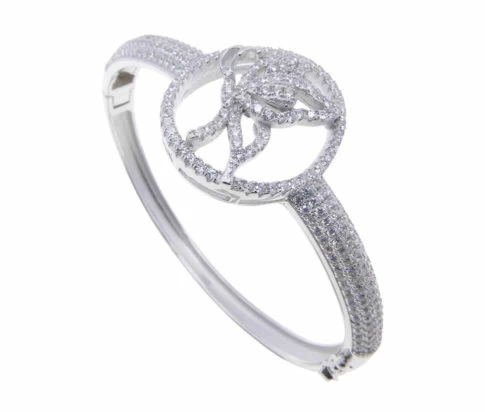 Zilveren zirkonia vlinder slavenarmband