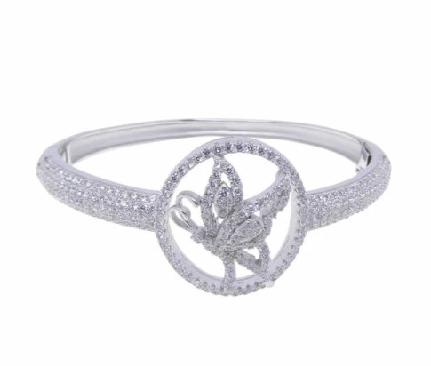 Zilveren zirkonia vlinder slavenarmband