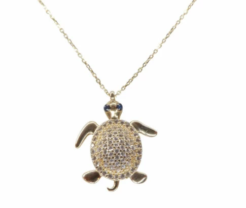 14 karaat schildpad hanger met ketting