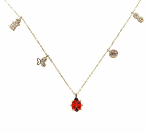 Gouden bedelketting met lieveheersbeestje