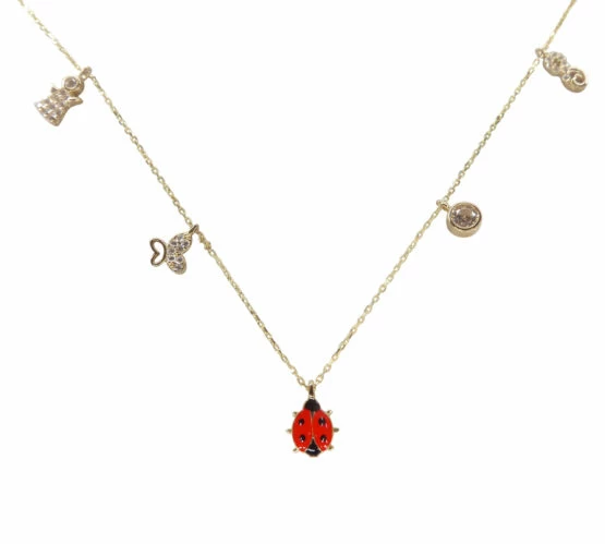 Gouden bedelketting met lieveheersbeestje