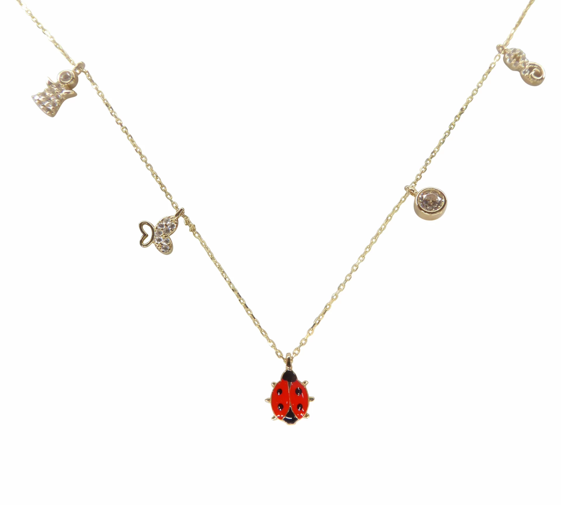 Gouden bedelketting met lieveheersbeestje