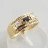 Gouden ring met saffier en zirkonia