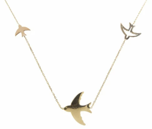 Gouden vogel bedelketting