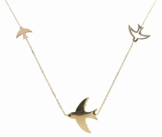 Gouden vogel bedelketting