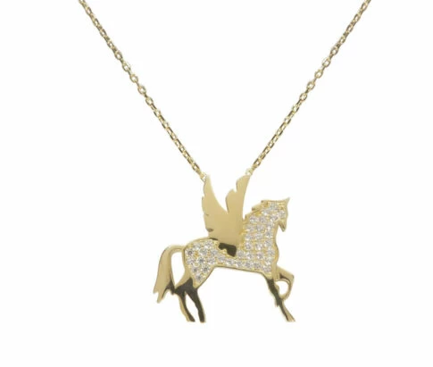 Gouden zirkonia Pegasus hanger