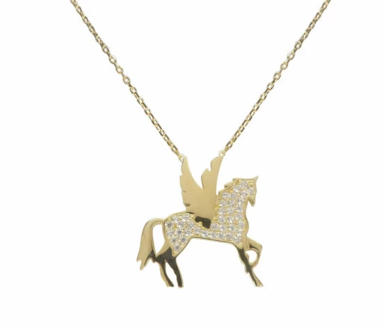 Gouden zirkonia Pegasus hanger