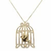 Gouden zirkonia vogelkooi hanger