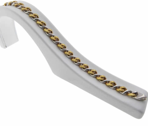 Rose en wit gouden gevlochten schakelarmband