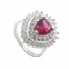 Zilveren zirkonia ring met synthetische robijn