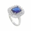 Zilveren zirkonia ring met synthetische saffier