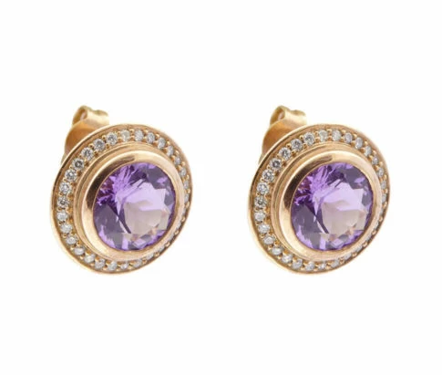 18 karaat rose gouden diamanten oorbellen