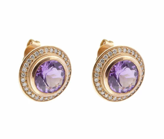 18 karaat rose gouden diamanten oorbellen