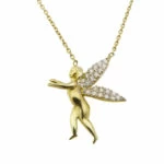 Bicolor Gouden Engel Hanger Met Ketting