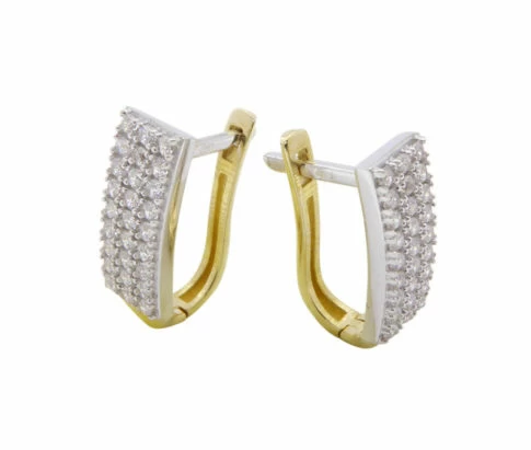 Bicolor gouden oorclips met zirkonia