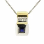 Bicolor saffieren hanger met diamanten